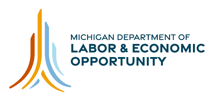 Michigan Department of Labor & Economic Opportunity logo with multicolor abstract line mark